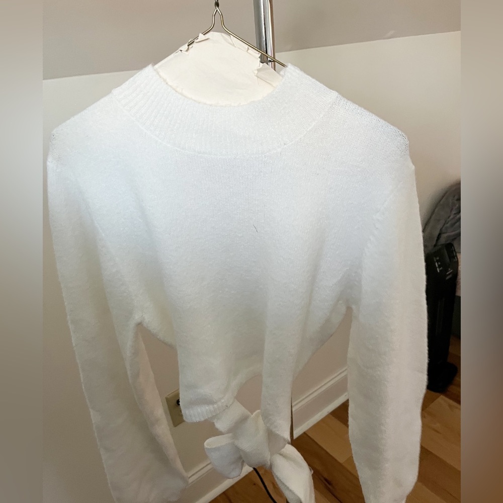 Pretty Little Thing White Tie Sweater